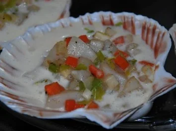 Rezept: JAKOBSMUSCHELN ÜBERBACKEN "Coquilles St Jacques au gratin" Bild Nr. 9 JAKOBSMUSCHELN ÜBERBACKEN "Coquilles St Jacques au gratin" - Rezept - Bild Nr. 9