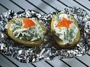 Ofenerdäpfel mit Räucherfischtopfen - Rezept