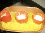 Safranreis mit gefülltem Gemüse - Rezept