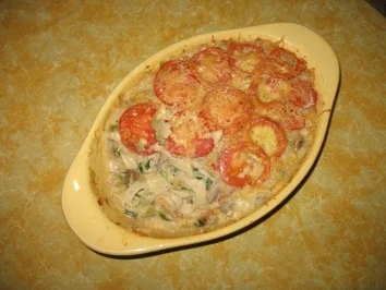 Nudelauflauf mit Garnelen und Thunfisch - Rezept