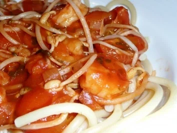 Bucatini mit Garnelen in asialenischer Soße - Rezept