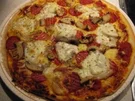 Scharfe Pizza mit Pilzen und Salami - Rezept