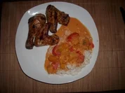 Süsse Hähnchenteile extra scharf serviert - Rezept