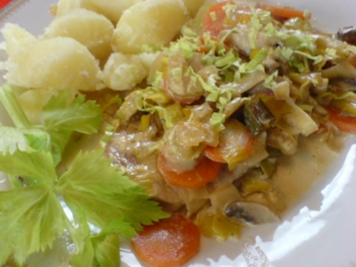 Schnitzel mit Gemüsesoße - Rezept