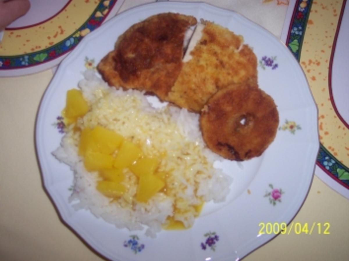 Hähnchenschnitzel nit Curry-Ananas-Soße - Rezept - kochbar.de