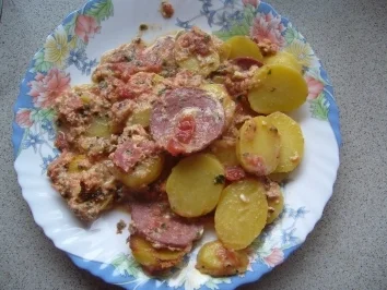 Rezept: Hauptspeise: Bobbeles Kartoffel-Tomaten-Eier-Schichtpfanne Bild Nr. 2 Hauptspeise: Bobbeles Kartoffel-Tomaten-Eier-Schichtpfanne - Rezept - Bild Nr. 2