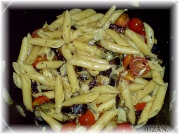 Auberginen, Tomaten und Penne - Rezept