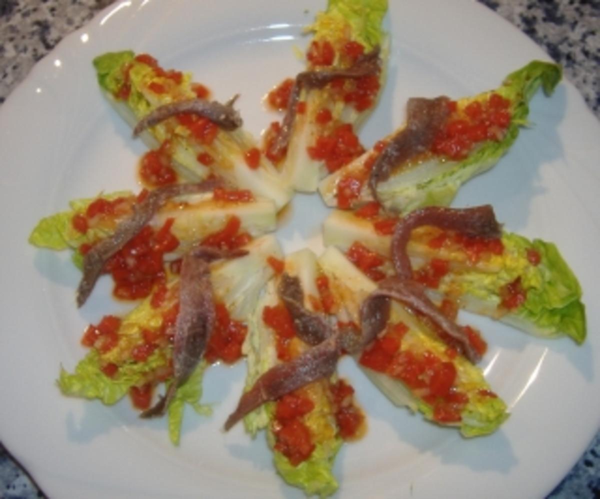Salatherzen mit Paprikavinaigrette andalusischer Art - Rezept