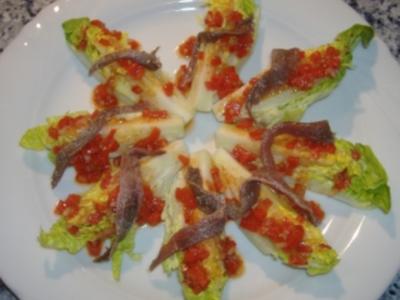 Salatherzen mit Paprikavinaigrette andalusischer Art - Rezept