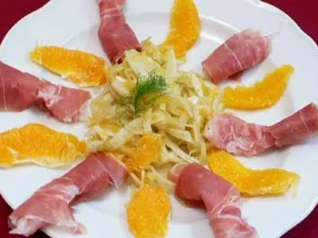 Fenchelsalat mit Orangen und Parmaschinken - Rezept
