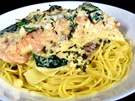Lachs in Spinat-Sahnesoße mit Pasta - Rezept - Bild Nr. 2
