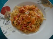 Fischgerichte: Riesengarnelen in Sahnesoße mit Spaghetti - Rezept