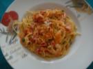 Fischgerichte: Riesengarnelen in Sahnesoße mit Spaghetti - Rezept