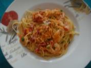 Fischgerichte: Riesengarnelen in Sahnesoße mit Spaghetti - Rezept