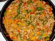 Putenschnitzel natur mit feurigem Gemüsereis - Rezept