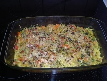 AUFLAUF: PIKANTER REISAUFLAUF MIT SCHINKEN - Rezept