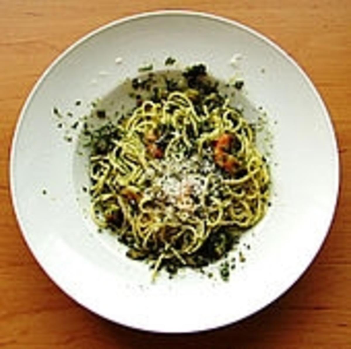Kräuterscampi mit Spaghetti - Rezept