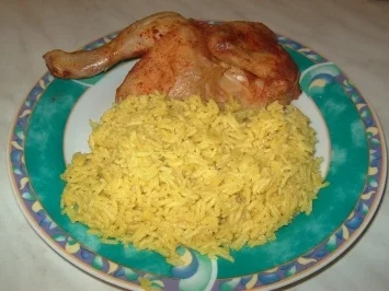 Hähnchen im Bratschlauch mit Curry-Reis - Rezept