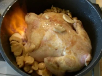 Poulet chasseur - Flambiertes Hähnchen - Rezept - Bild Nr. 5