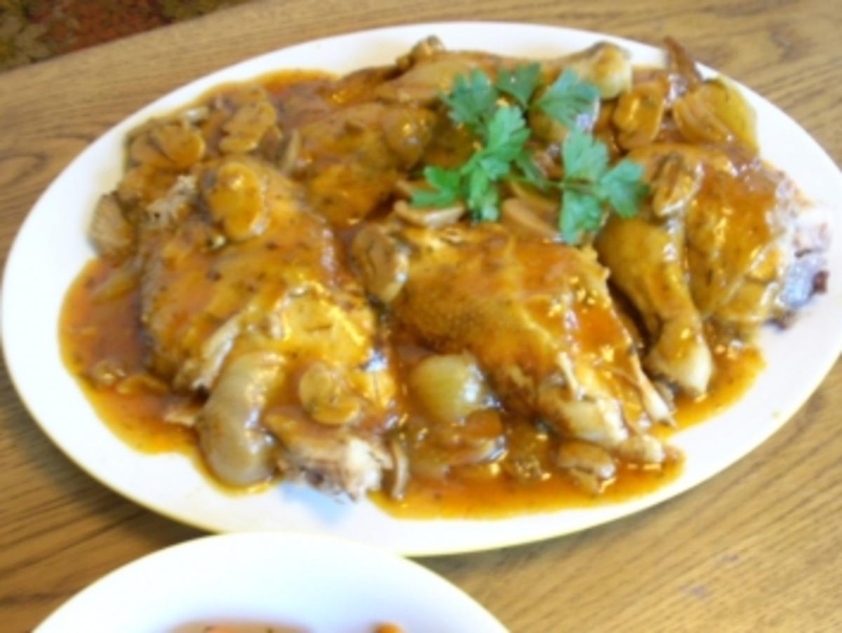 Poulet chasseur - Flambiertes Hähnchen - Rezept