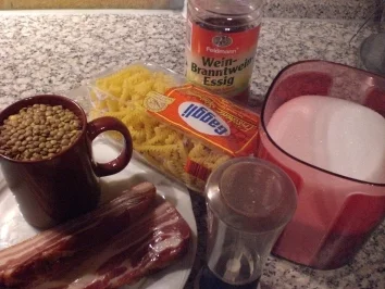 * Hauptgericht *Schwäbiasche Linsen süß-sauer mit Saitenwürstchen und Spätzle a la Matze - Rezept - Bild Nr. 2