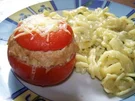 Überbackene Tomaten mit einer Hirtenkäsefüllüng - Rezept