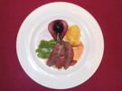 Rehrücken Baden-Badener Art mit Rotweinbirne und gratinierten Kartoffeln - Rezept