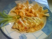 Naturschnitzel mit Bärlauch - Käse - Kruste und Paprika - Paperoni - Nudeln - Rezept