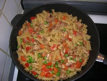 Nudelpfanne mit Putenbrust ,Gemüse und Champions - Rezept - Bild Nr. 4