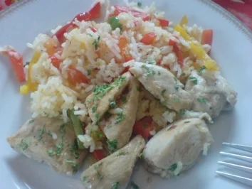 Rezept: Hähnchen-Reis-Pfanne Hähnchen-Reis-Pfanne - Rezept