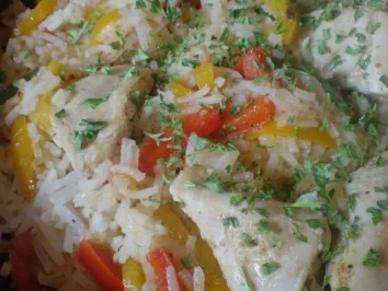 Rezept: Hähnchen-Reis-Pfanne Hähnchen-Reis-Pfanne - Rezept