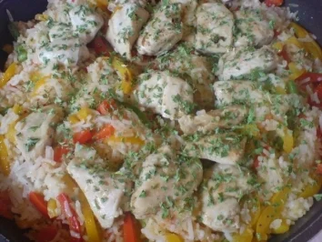 Rezept: Hähnchen-Reis-Pfanne Hähnchen-Reis-Pfanne - Rezept