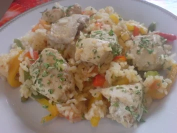 Rezept: Hähnchen-Reis-Pfanne Hähnchen-Reis-Pfanne - Rezept