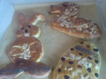 Rezept: Osterhasen und Co. aus Hefeteig Osterhasen und Co. aus Hefeteig - Rezept