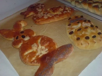 Rezept: Osterhasen und Co. aus Hefeteig Osterhasen und Co. aus Hefeteig - Rezept