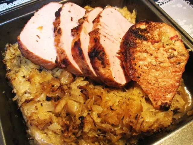 Rezept: Kasslerbraten auf Sauerkraut ... Kasslerbraten auf Sauerkraut ... - Rezept