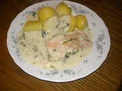 Lachsfilet auf Gorgonzola-Blattspinat - Rezept