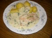 Lachsfilet auf Gorgonzola-Blattspinat - Rezept