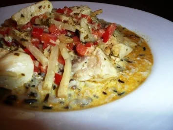 Rezept: Asiatische Ingwerhühnchenfilets in Kokosmilch Asiatische Ingwerhühnchenfilets in Kokosmilch - Rezept