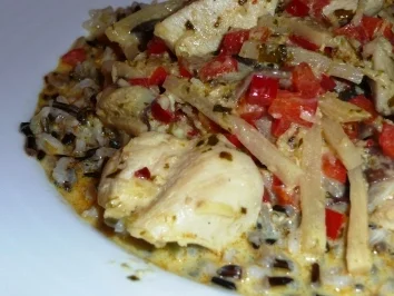 Rezept: Asiatische Ingwerhühnchenfilets in Kokosmilch Asiatische Ingwerhühnchenfilets in Kokosmilch - Rezept