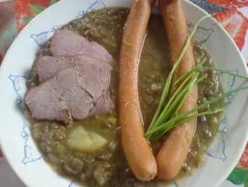 Linsentopf mit Kaßler - Rezept