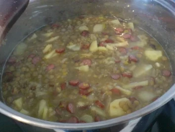 Linsentopf mit Kaßler - Rezept