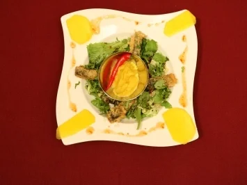 Rezept: Tempura Baramundi mit Mango-Chili-Sorbet und Koriander (Michael Meziani) Tempura Baramundi mit Mango-Chili-Sorbet und Koriander (Michael Meziani) - Rezept