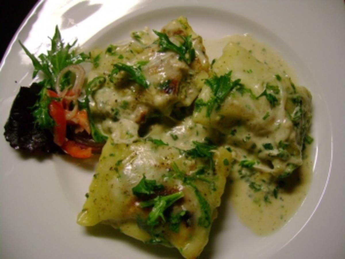 Pasta: Maultaschen in Rucola-Gorgonzola Sahne - Rezept - Bild Nr. 2