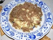 Kartoffelpüree mit gebratenen Hackfleisch - Rezept