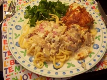 Rezept: Gaby´s Schnitzel-Schinken-Mozzarella-Pfännle Gaby´s Schnitzel-Schinken-Mozzarella-Pfännle - Rezept