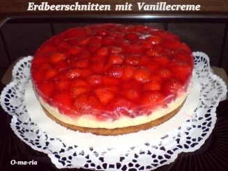 Rezept: Kuchen Erdbeerschnitten mit Vanillecreme Kuchen Erdbeerschnitten mit Vanillecreme - Rezept