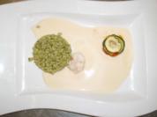 Gebratener Kaisergranat mit Risotto aus Zartweizen und Zucchini-Lasagne - Rezept