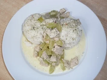 Rezept: Reis mit Puten - Gurken - Sahne - Sauce a la Nadine Reis mit Puten - Gurken - Sahne - Sauce a la Nadine - Rezept