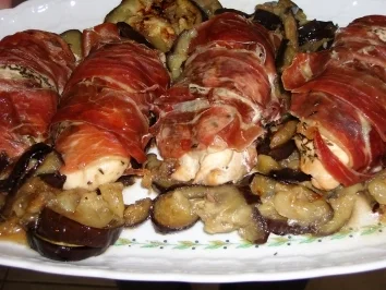 Hähnchenbrustfilet auf Auberginen - Rezept